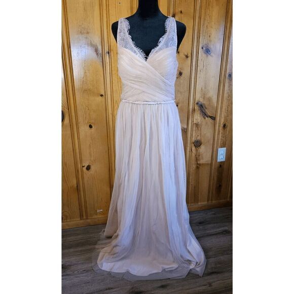 Hitherto Women’s Bridesmaid Sleeveless Tulle Fleur Dress Light Pink Size 8 Prom - Picture 1 of 11
